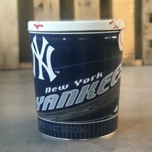 Perfect Gift for Yankees Fan - A NY Yankees Popcorn Tin Choose up to 3 Gourmet Popcorn Varieties to Put in the Keepsake Tin